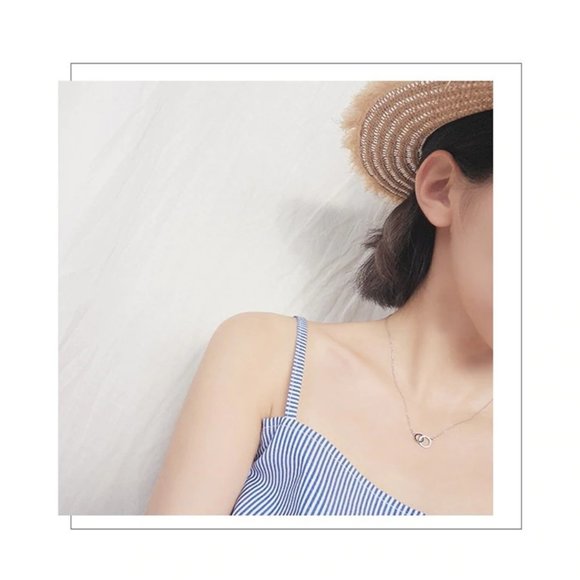 NEW 925 Sterling Silver Diamond Circle Necklace B - Picture 10 of 13